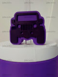May include: A purple and dark purple cookie cutter shaped like the front view of a Jeep vehicle. The design features a rectangular windscreen, a vertical grille, two circular headlights, and side mirrors. The text @BeLik3Co is visible on the image.